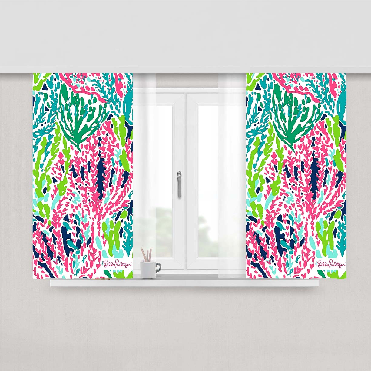 Seaweed Pattern Lilly Pulitzer Peach Skin Window Curtains