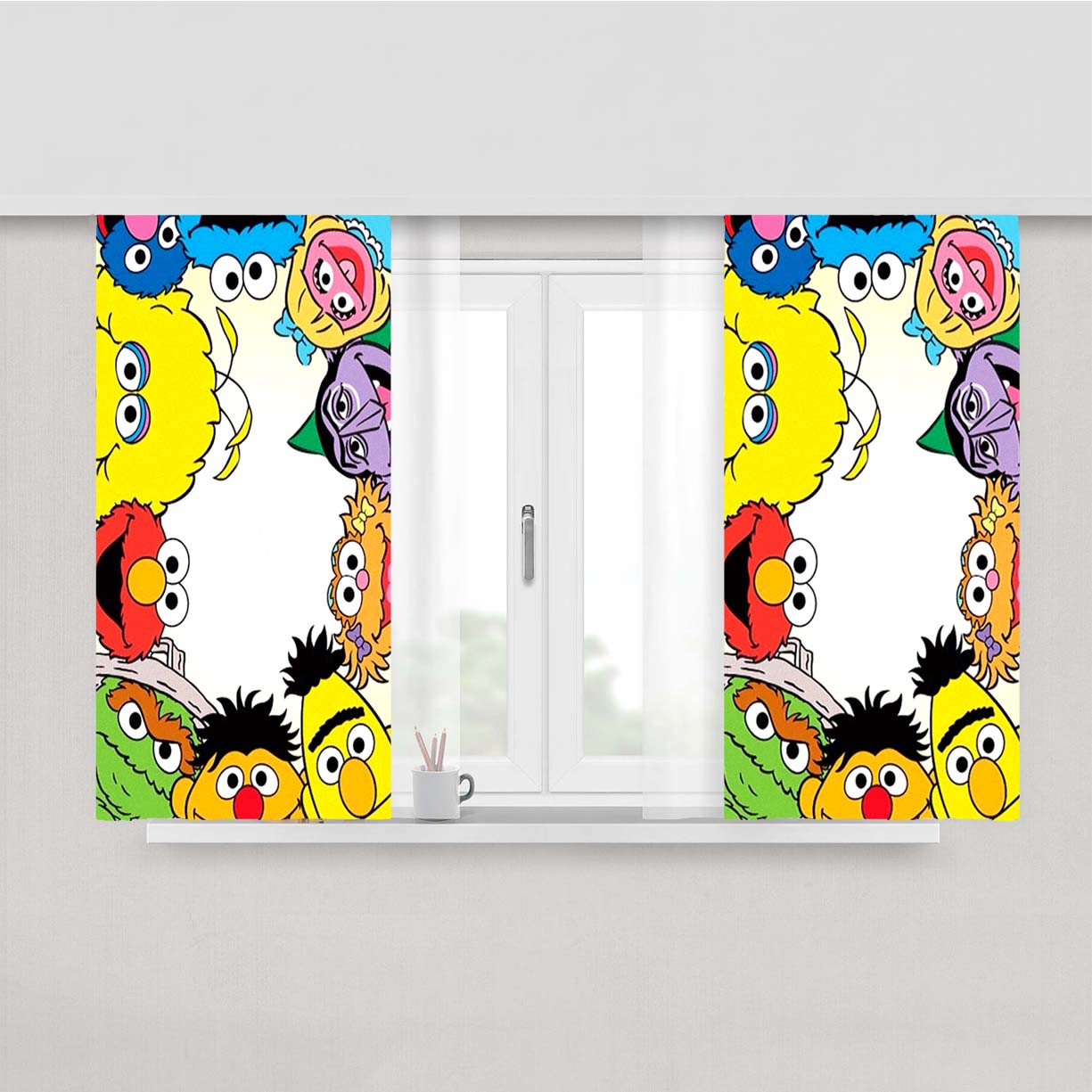 Sesame Street Peach Skin Window Curtains