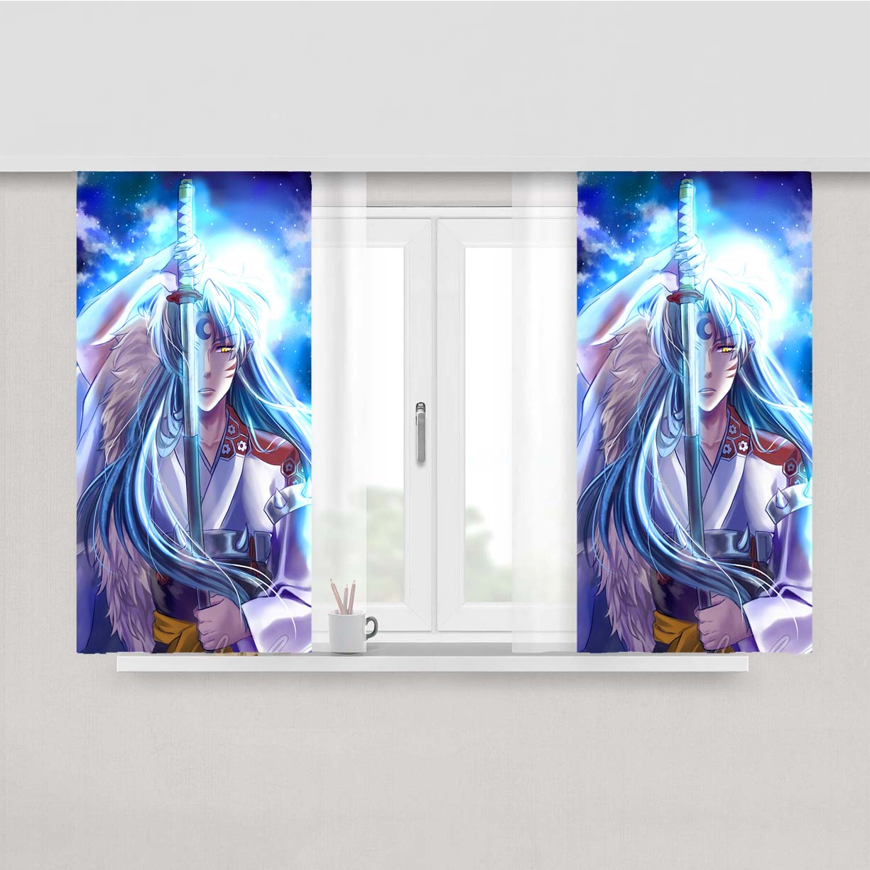 Sesshomaru Tenseiga Sword Tokijin Peach Skin Window Curtains