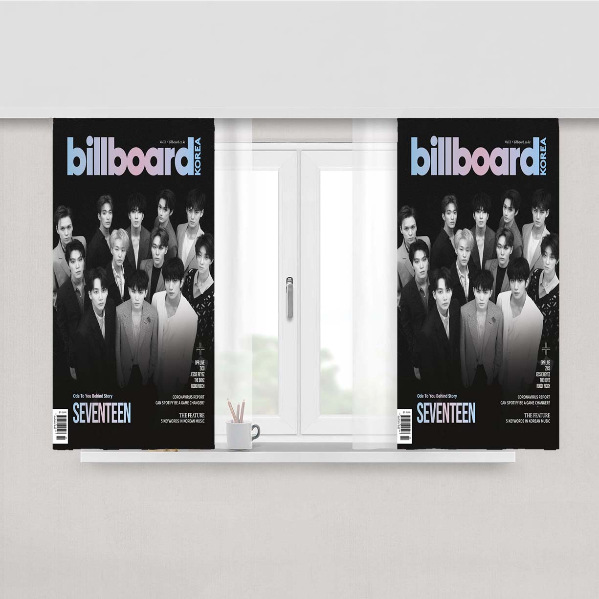 Seventeen Photo For Billboard Korea Peach Skin Window Curtains