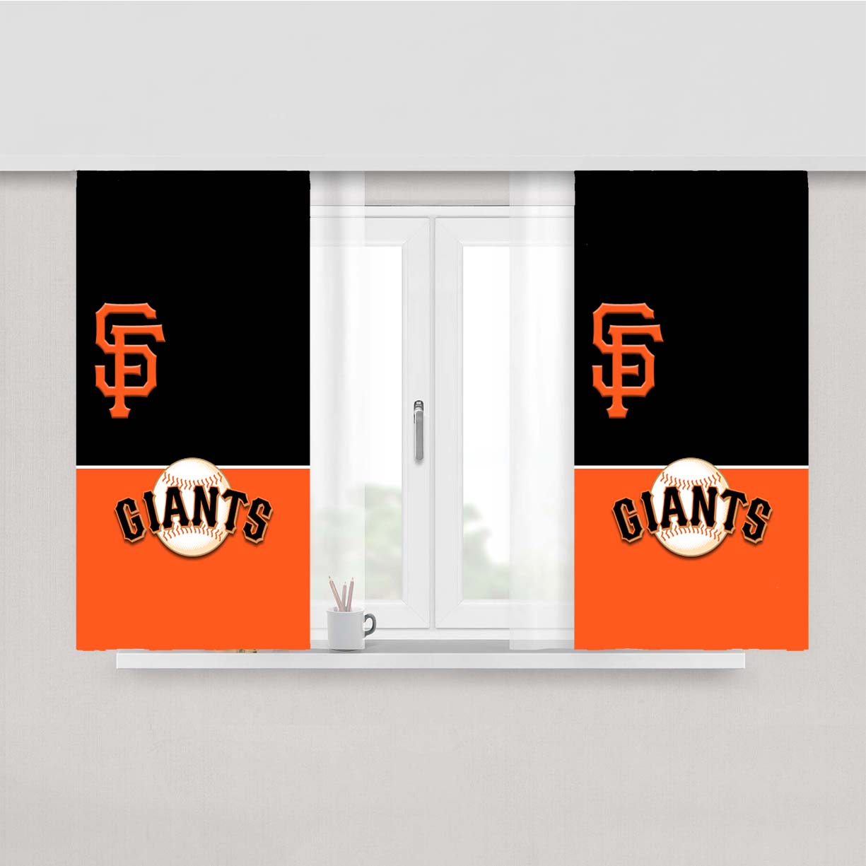 Sf Giants Minimalist Wallpaper Peach Skin Window Curtains