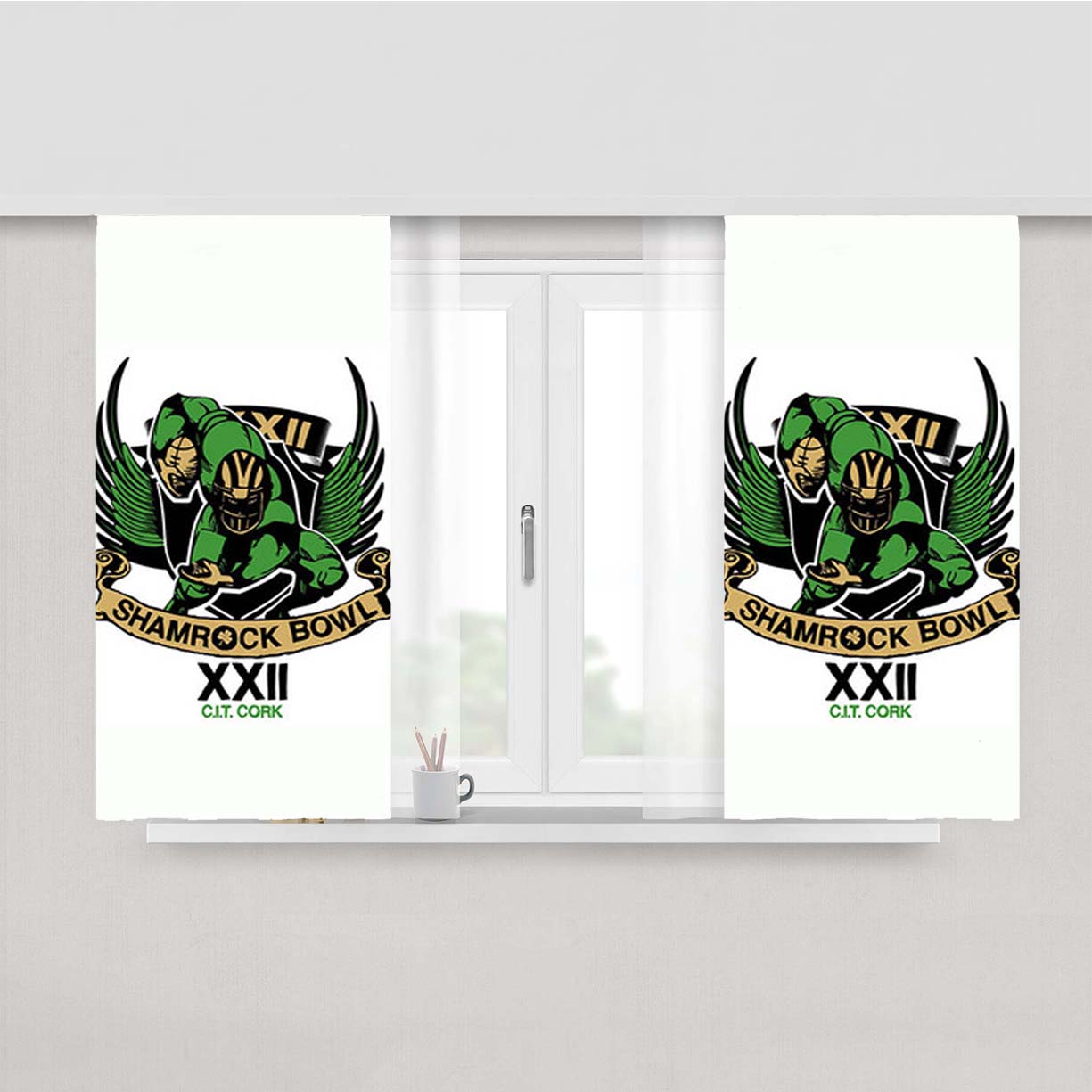 Shamrock Bowl Logo Peach Skin Window Curtains