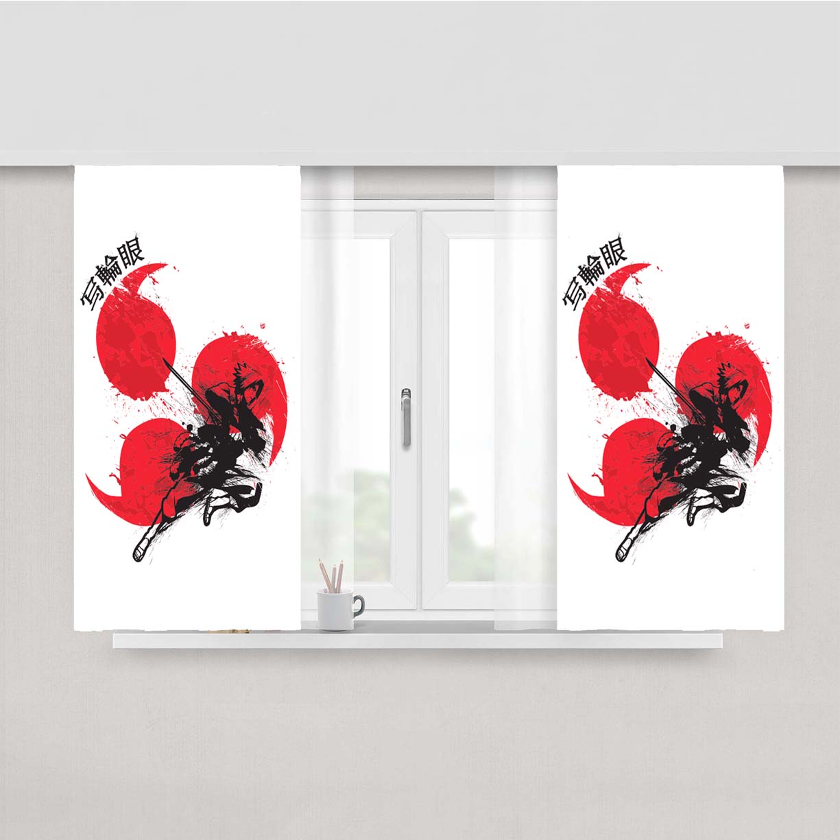 Sharingan Peach Skin Window Curtains