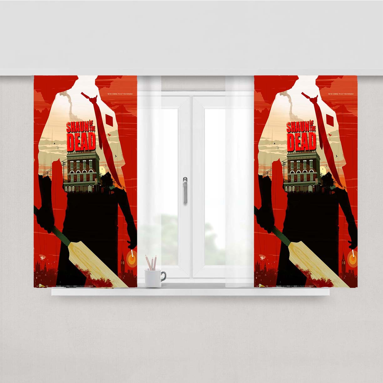 Shaun Of The Dead Peach Skin Window Curtains