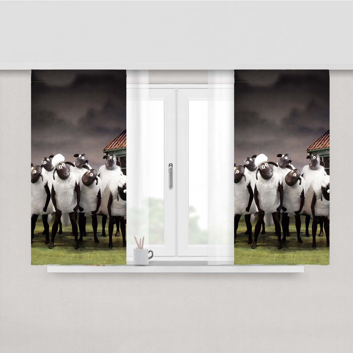 Shaun The Sheeps Big Show Peach Skin Window Curtains