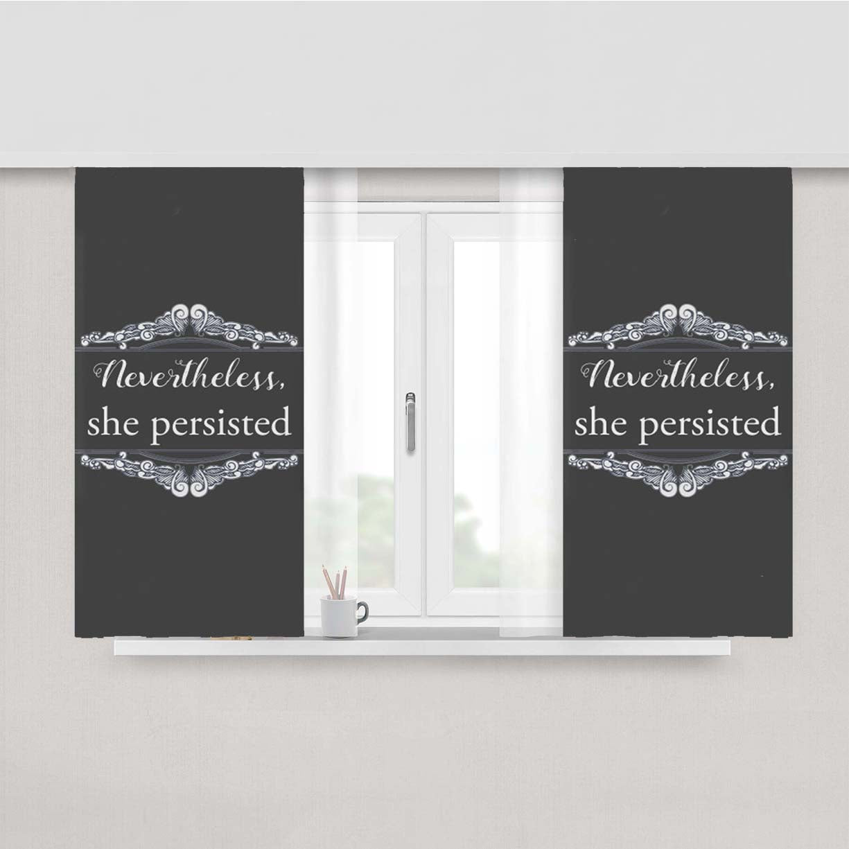 She Persisted Peach Skin Window Curtains