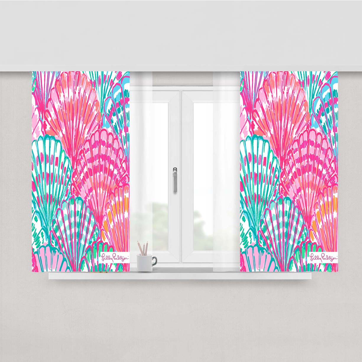 Shell Pattern Lilly Pulitzer Peach Skin Window Curtains