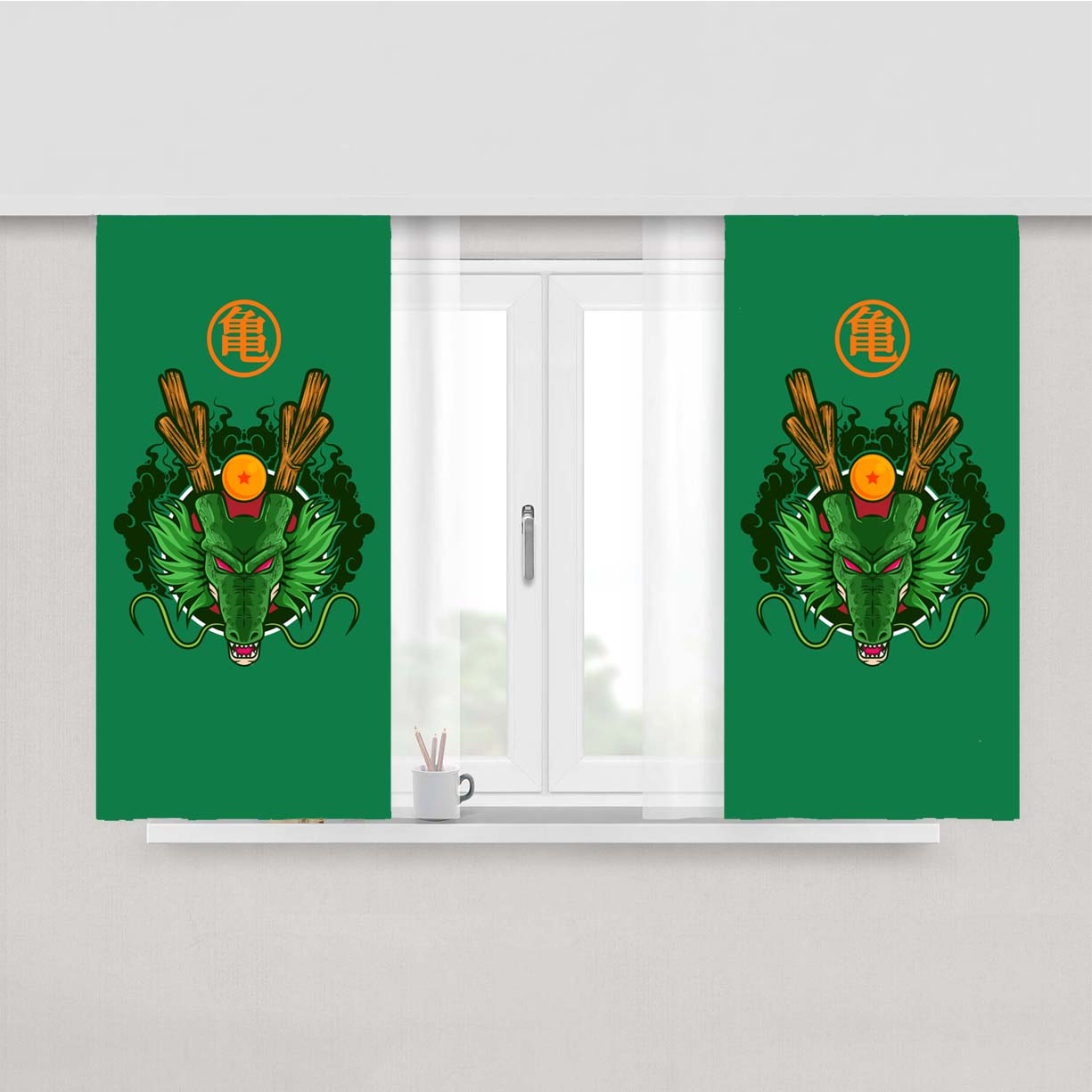 Shenron Dragon Ball Z Artwork Peach Skin Window Curtains