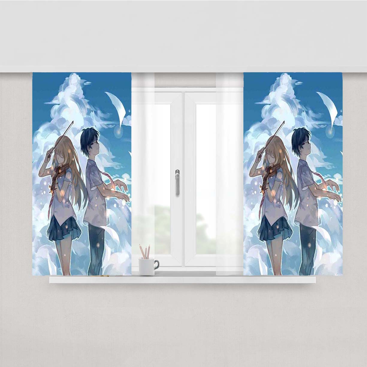 Shigatsu Wa Kimi No Uso Your Lie Peach Skin Window Curtains