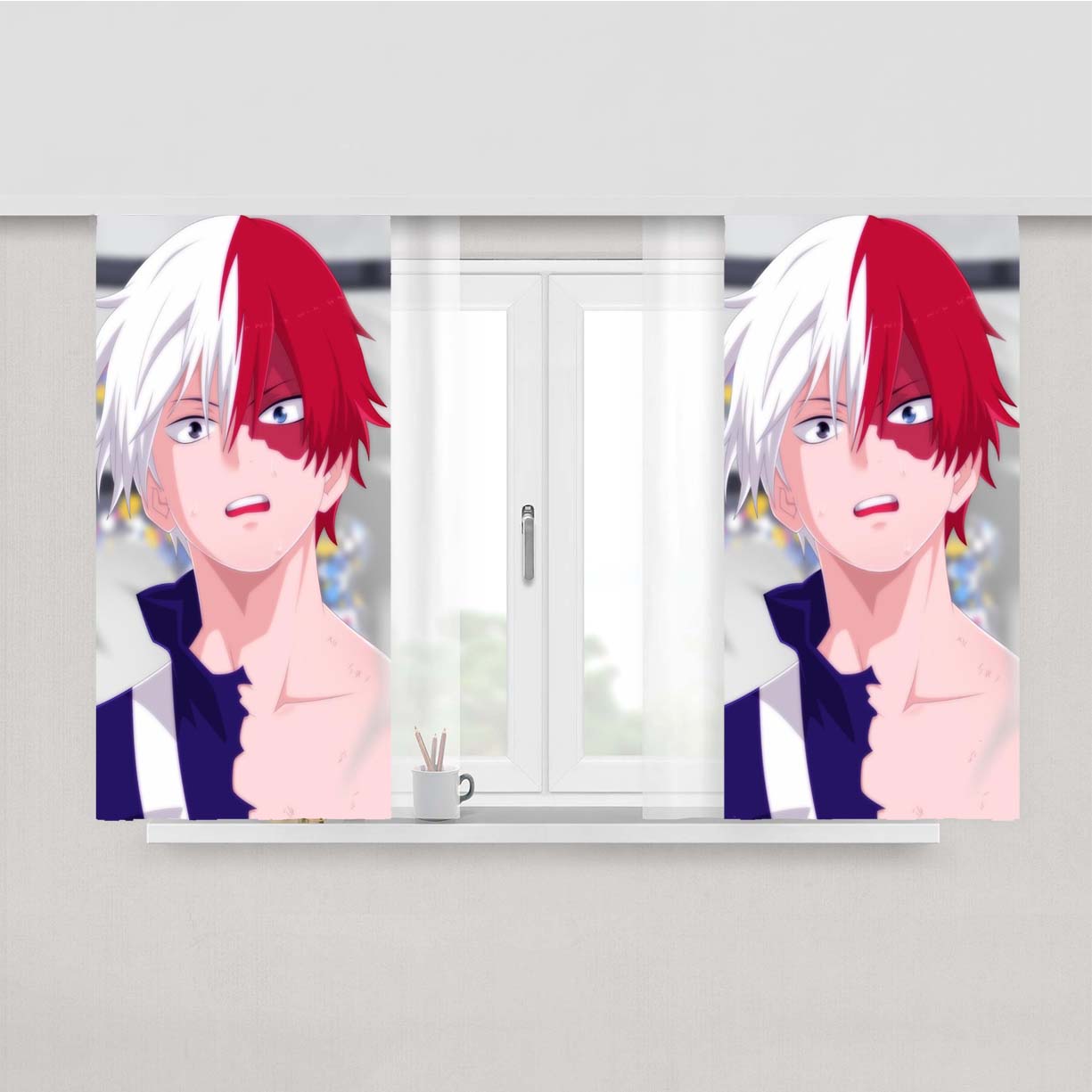 Shouto Todoroki - My Hero Academia Peach Skin Window Curtains