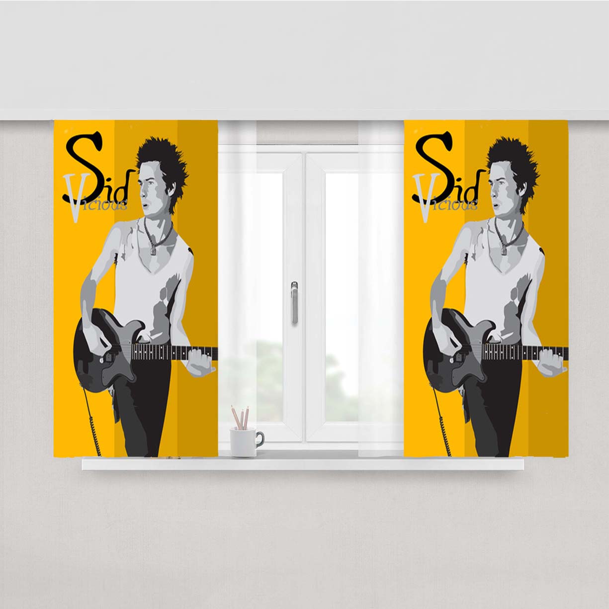 Sid Vicious Sex Pistols Punk Rock Peach Skin Window Curtains