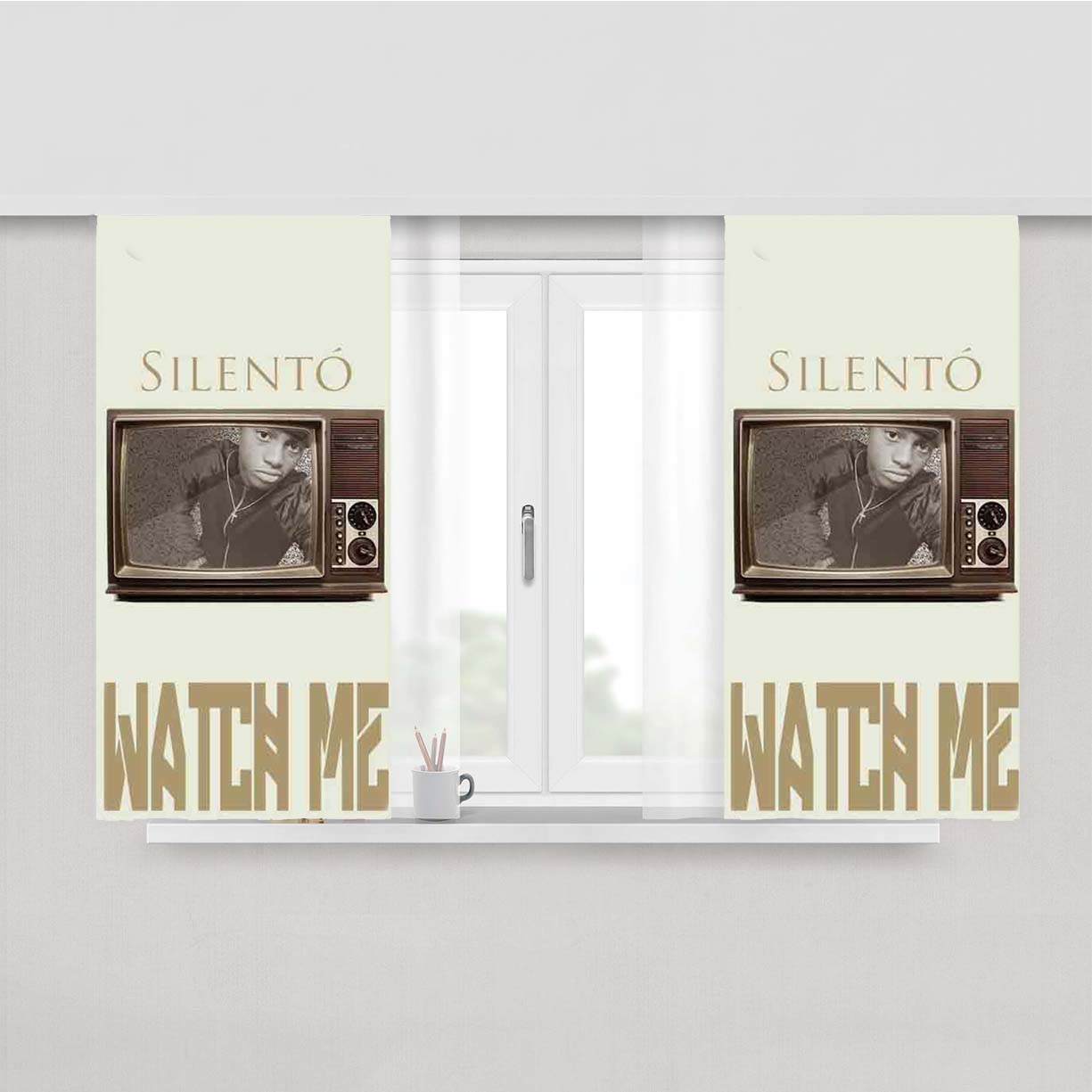 Silento Watch Me Peach Skin Window Curtains