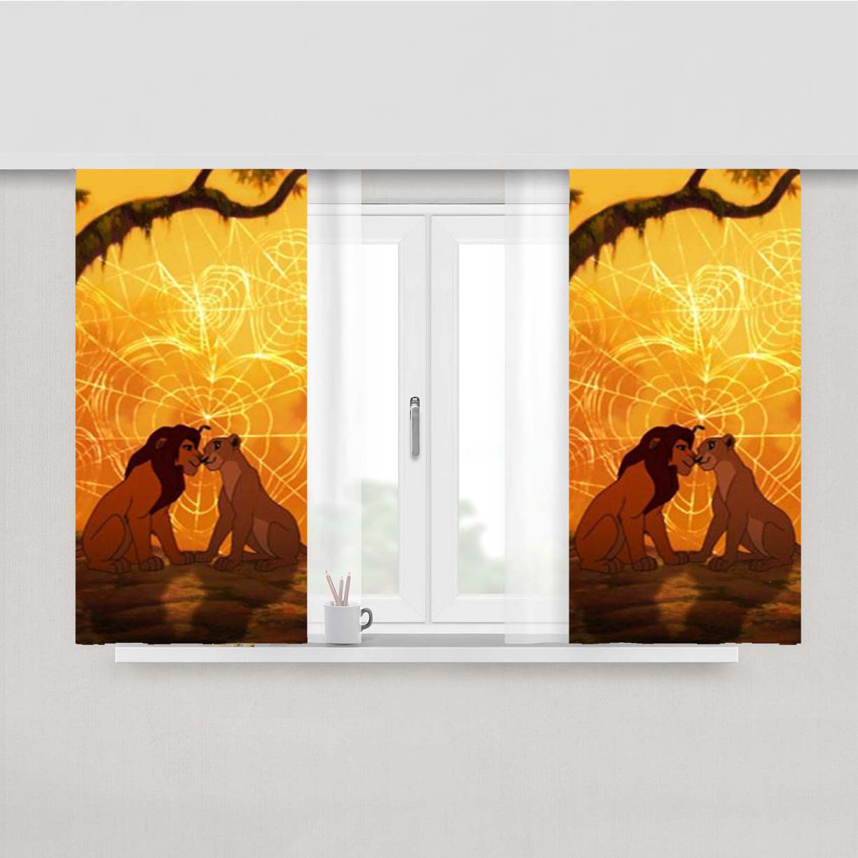 Simba And Nala The Lion King Peach Skin Window Curtains