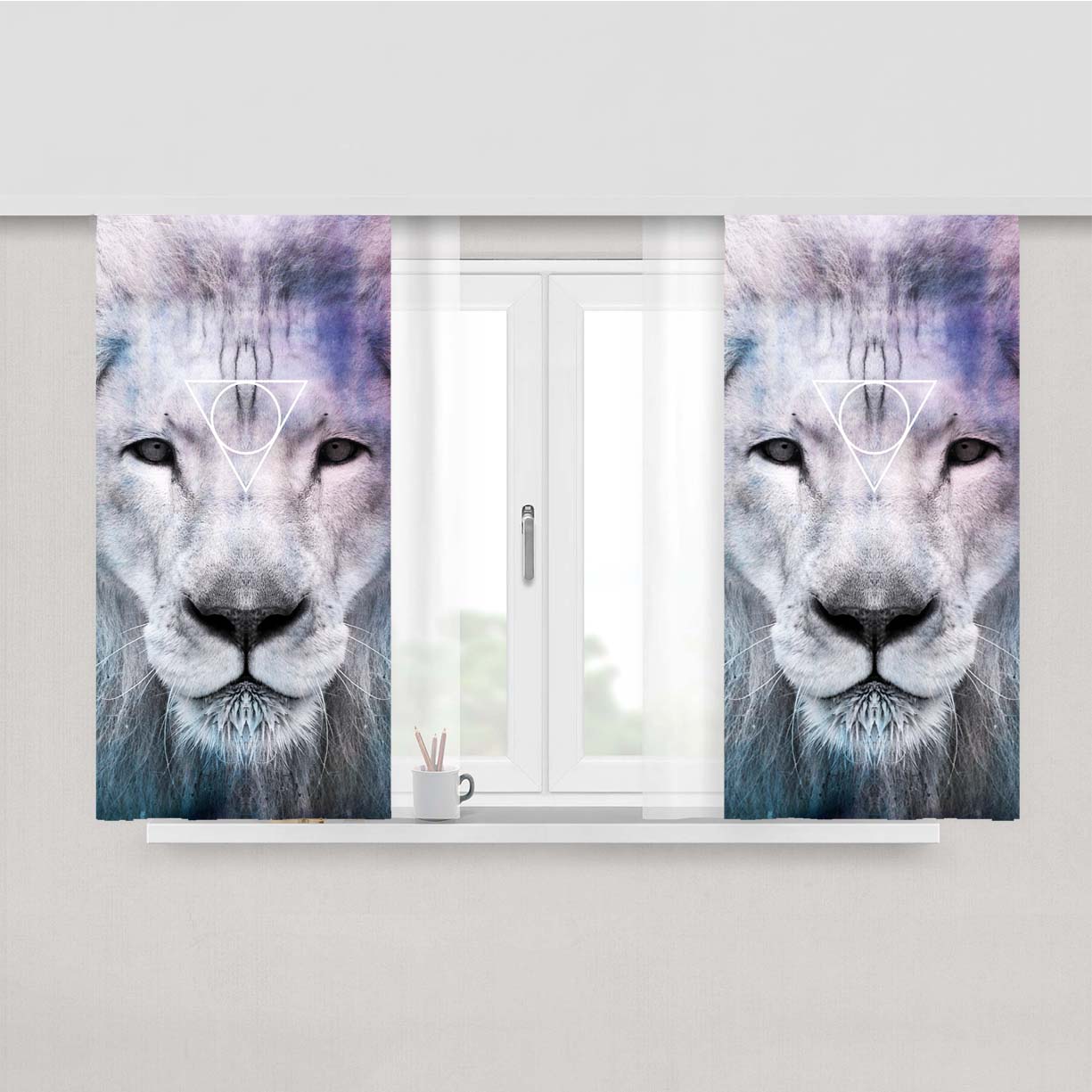 Simba White Triangle Peach Skin Window Curtains