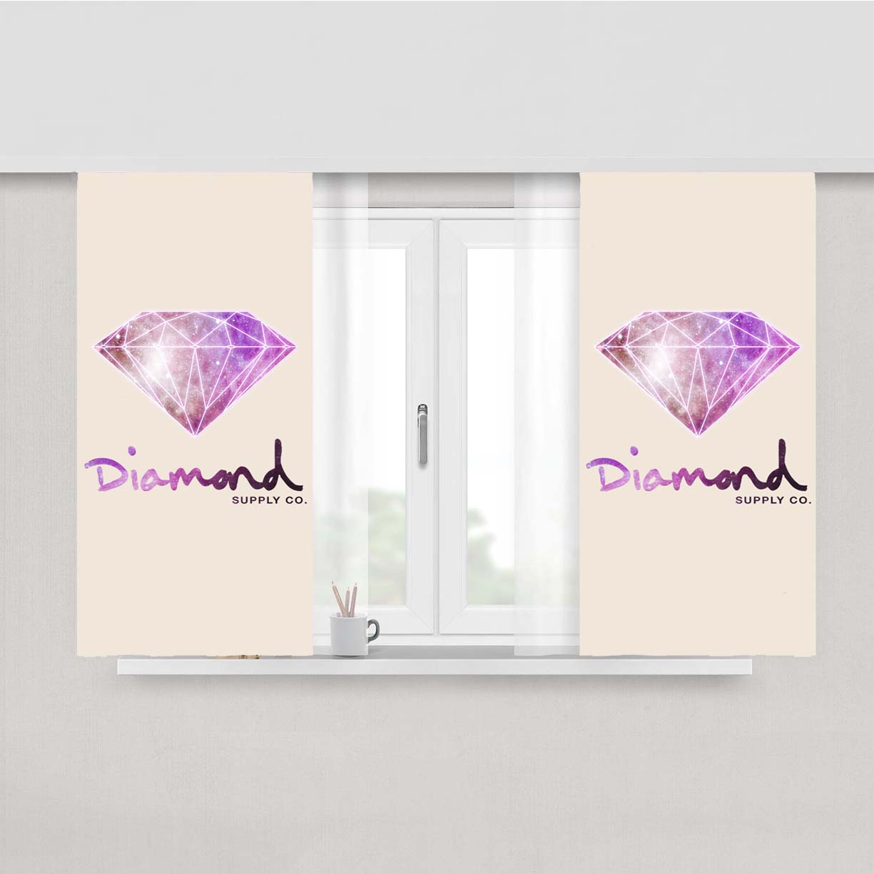Simple Diamond Supply Co Logo Peach Skin Window Curtains