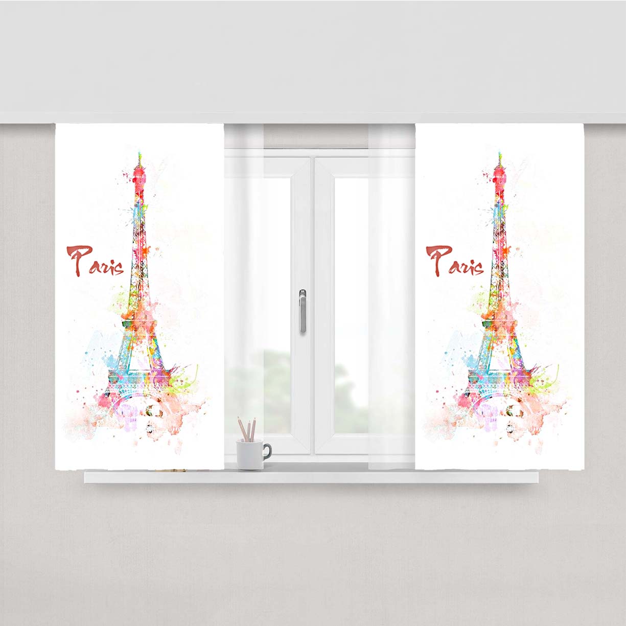 Simple Paris Design Peach Skin Window Curtains