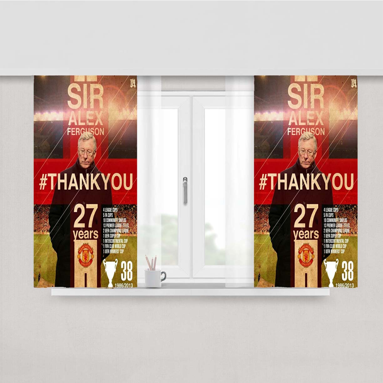 Sir Alex Ferguson Thank You Peach Skin Window Curtains