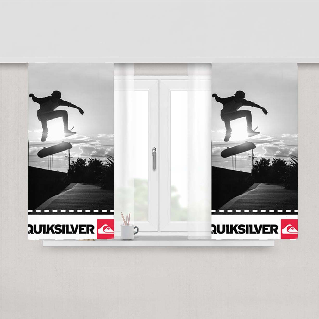 Skateboarder Quiksilver Peach Skin Window Curtains