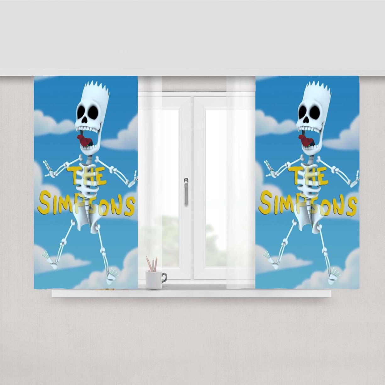 Skeleton Bart Simpsons Peach Skin Window Curtains