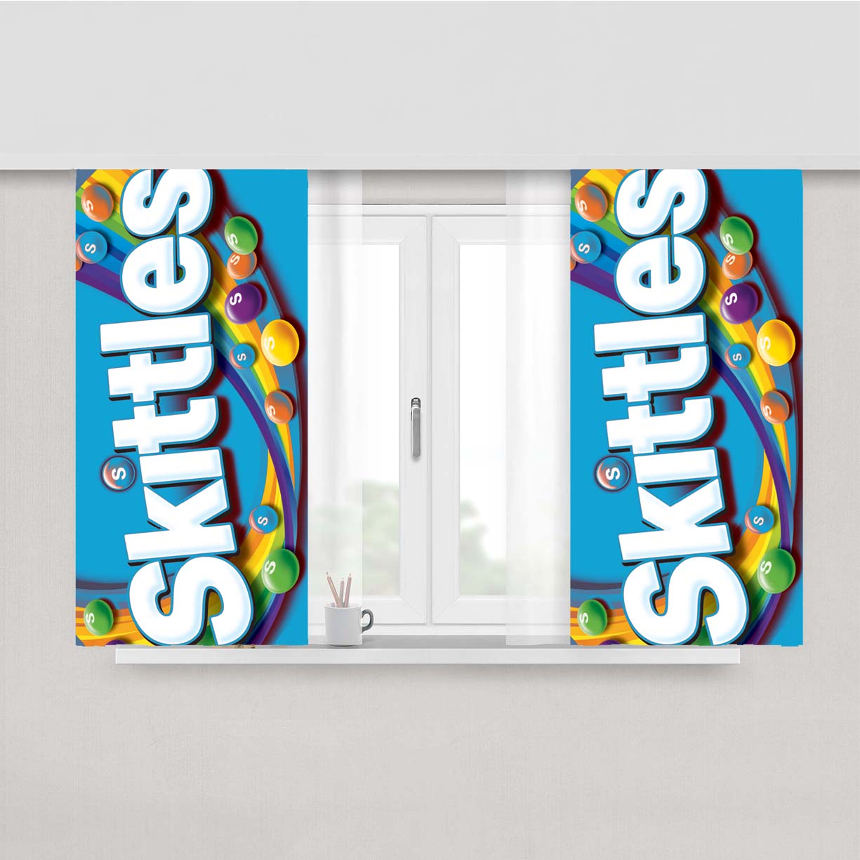 Skittles Blue Peach Skin Window Curtains