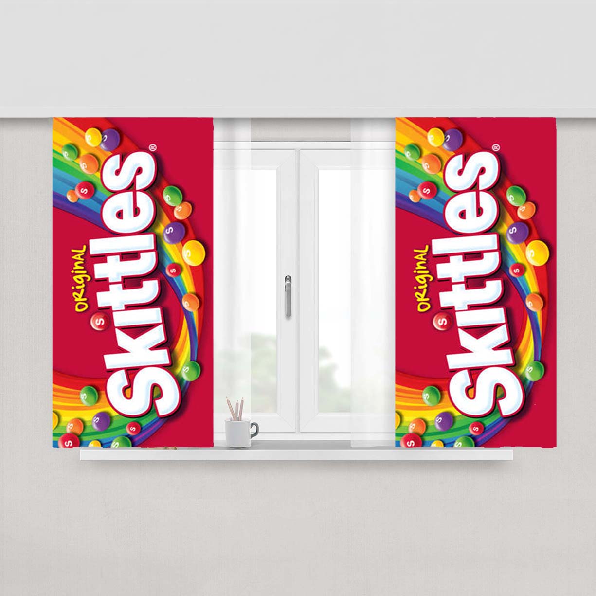 Skittles Red Peach Skin Window Curtains