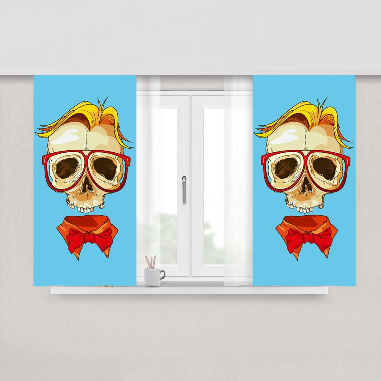 Skull Classy Peach Skin Window Curtains