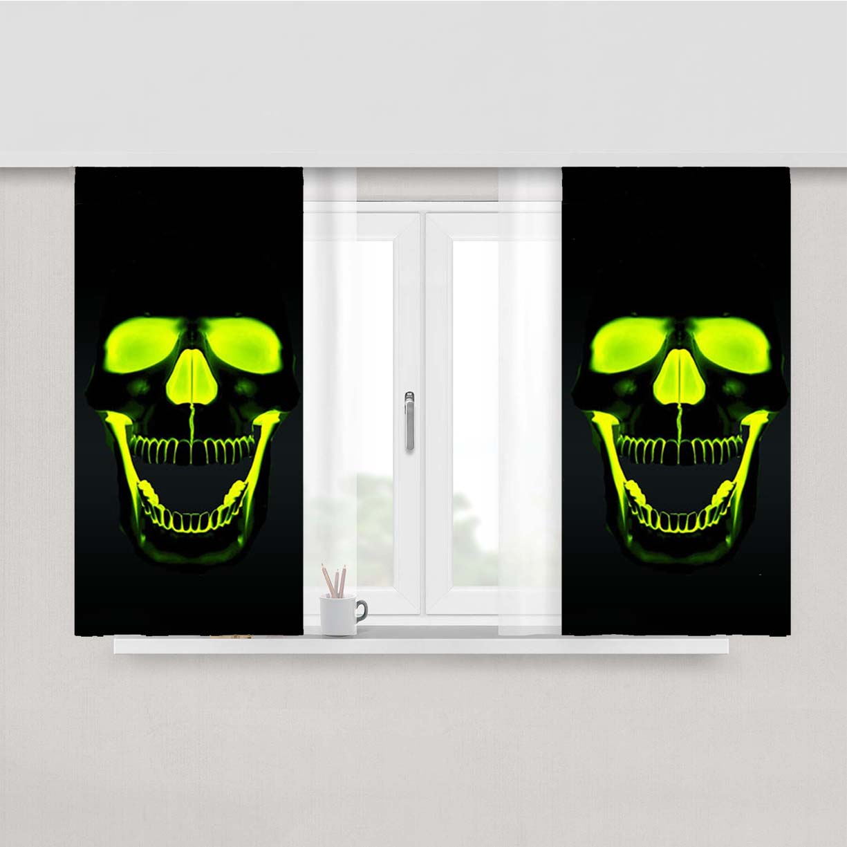 Skull With Light Peach Skin Window Curtains
