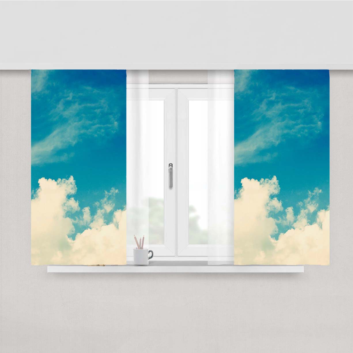 Sky Best Viem Blue Peach Skin Window Curtains