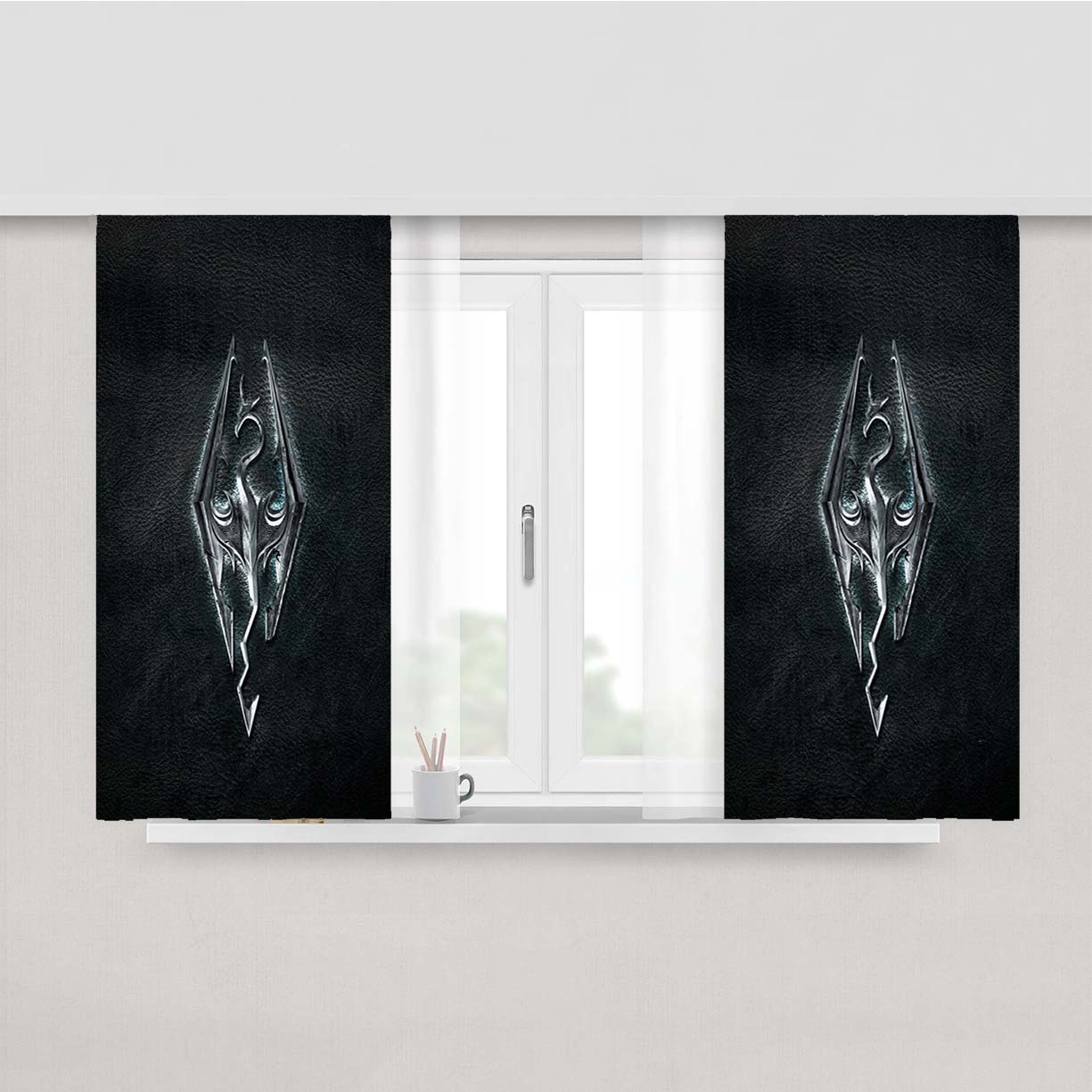 Skyrim Logo Peach Skin Window Curtains