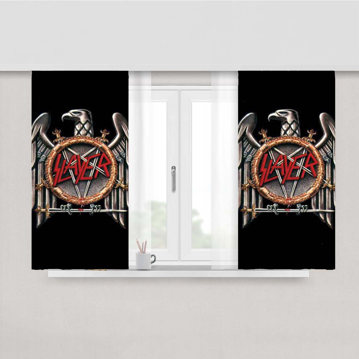 Slayer Eagle Logo Peach Skin Window Curtains