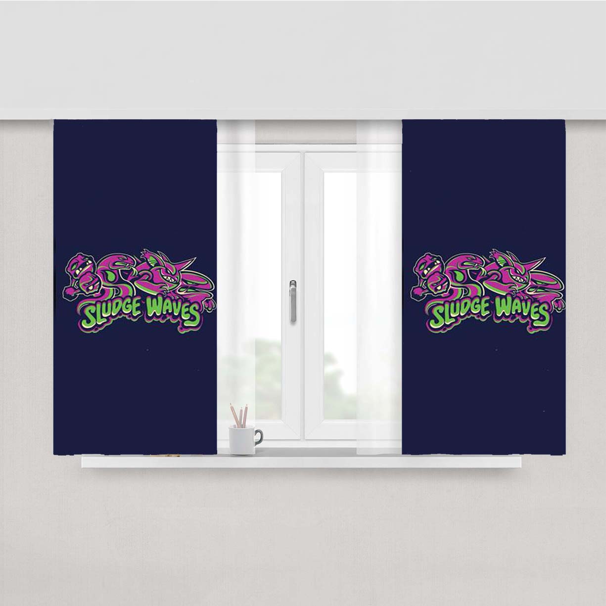 Sludge Waves Peach Skin Window Curtains