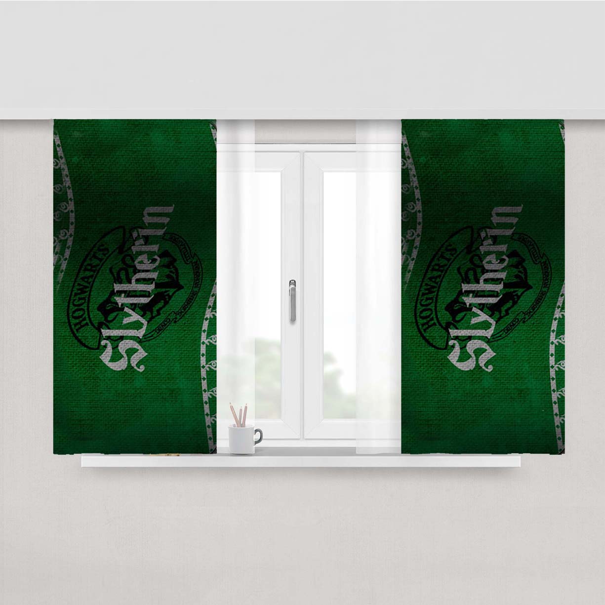 Slytherin Banner Peach Skin Window Curtains