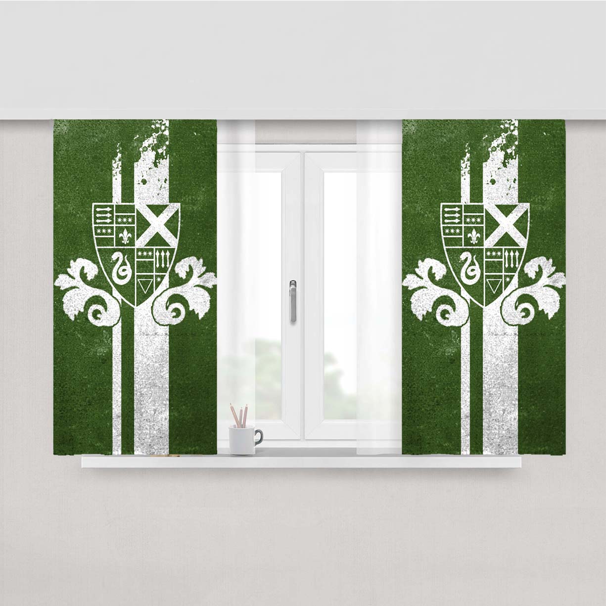 Slytherin Crest Peach Skin Window Curtains