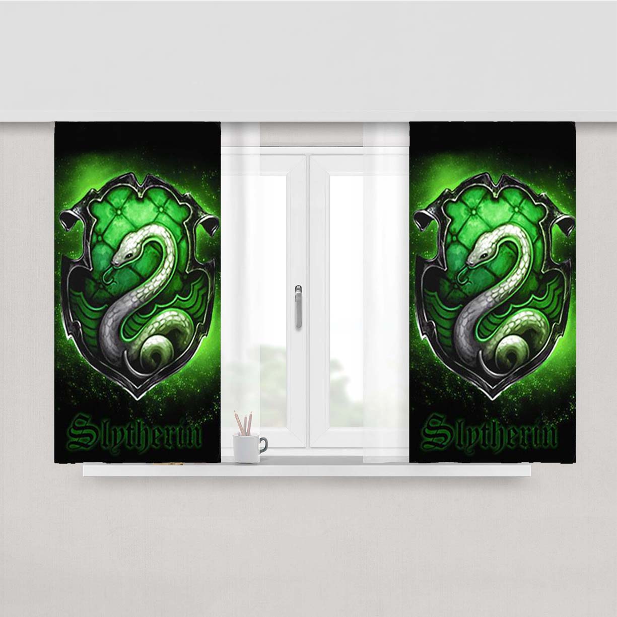 Slytherin Logo Peach Skin Window Curtains