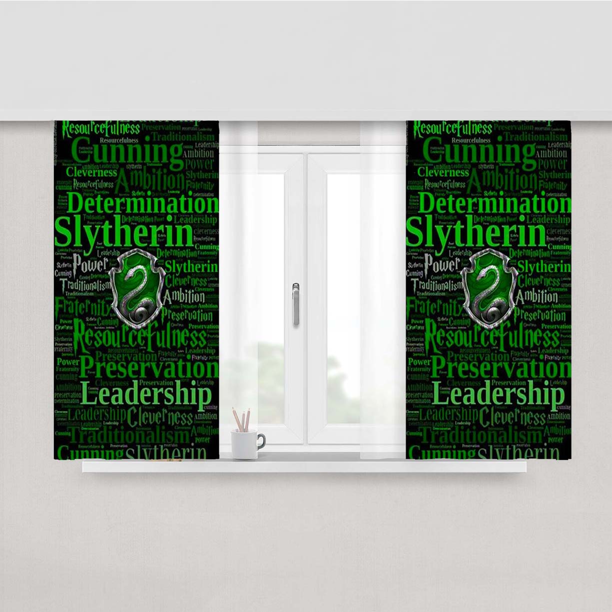 Slytherin Quote Logo Peach Skin Window Curtains
