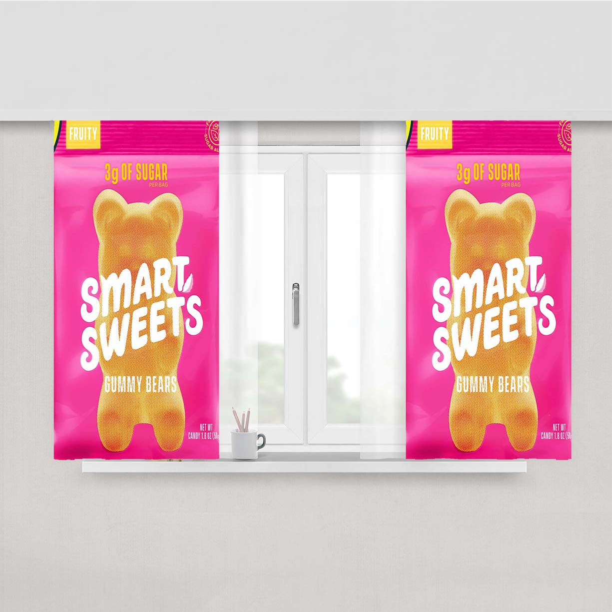 Smart Sweets Gummy Bears Fruity Peach Skin Window Curtains