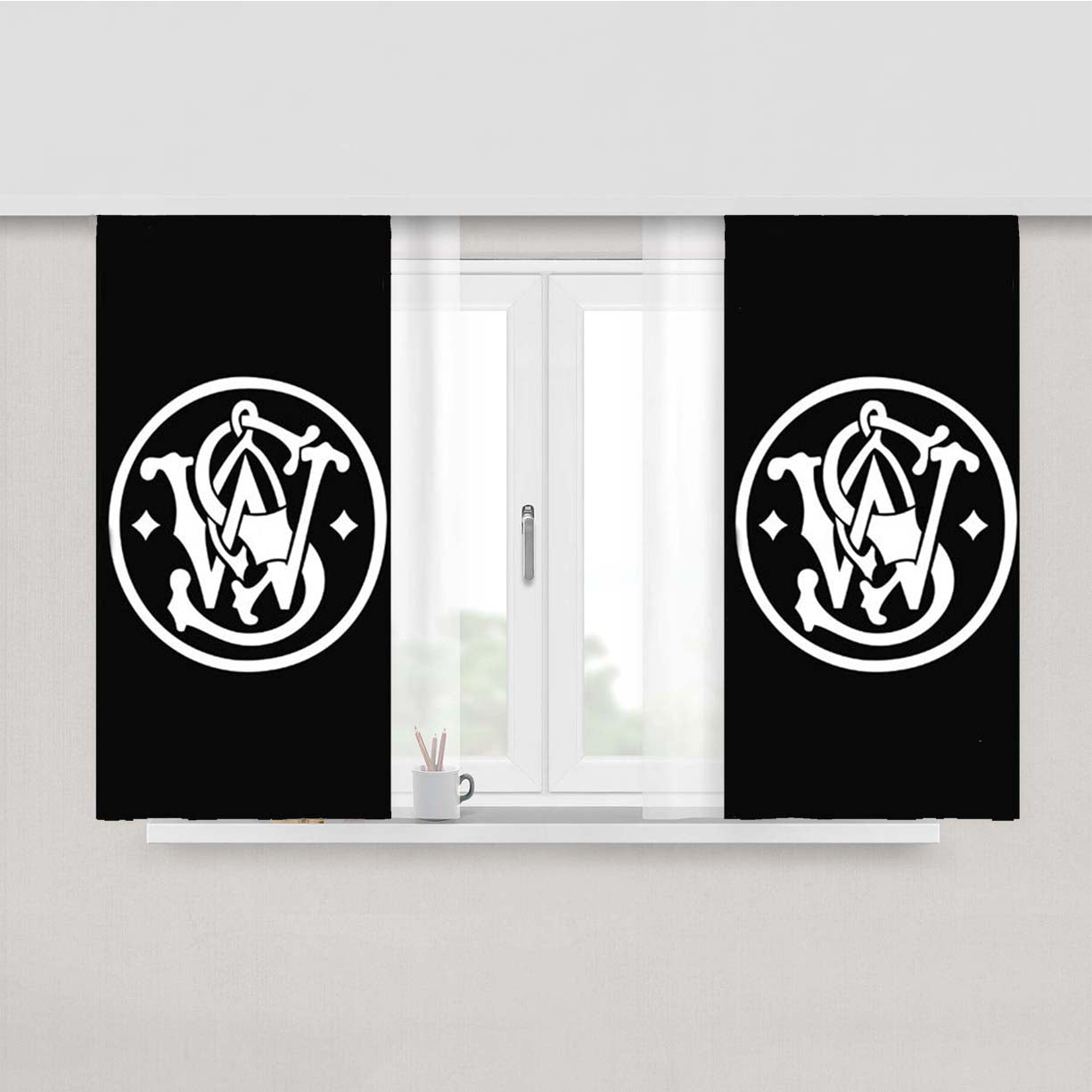 Smith And Wesson Black Peach Skin Window Curtains