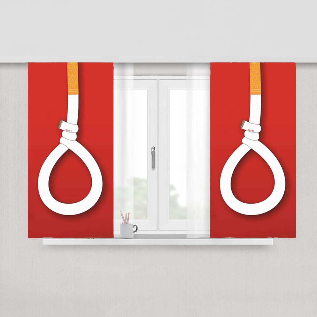 Smoking Equals Death Peach Skin Window Curtains