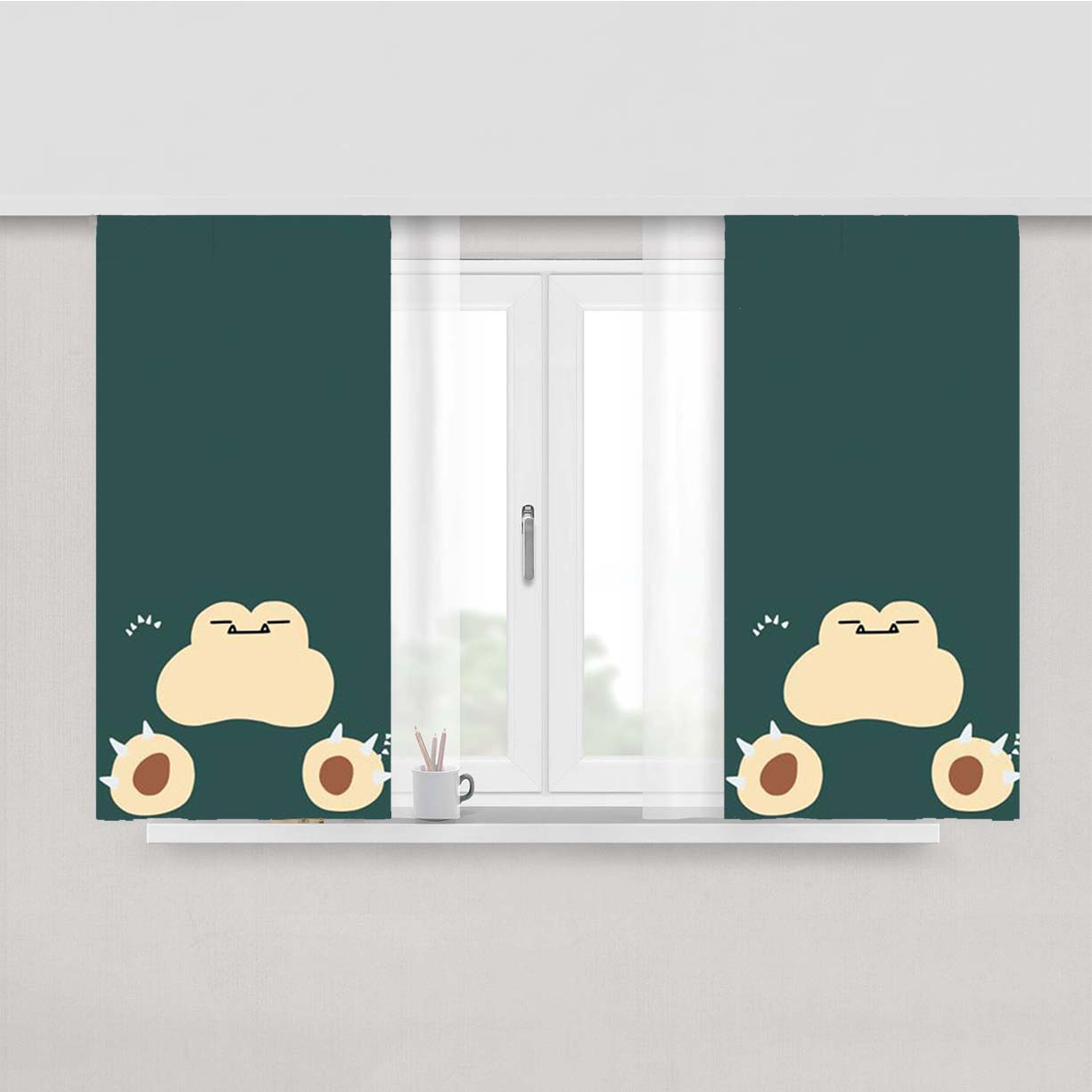 Snorlax Cartoon Peach Skin Window Curtains
