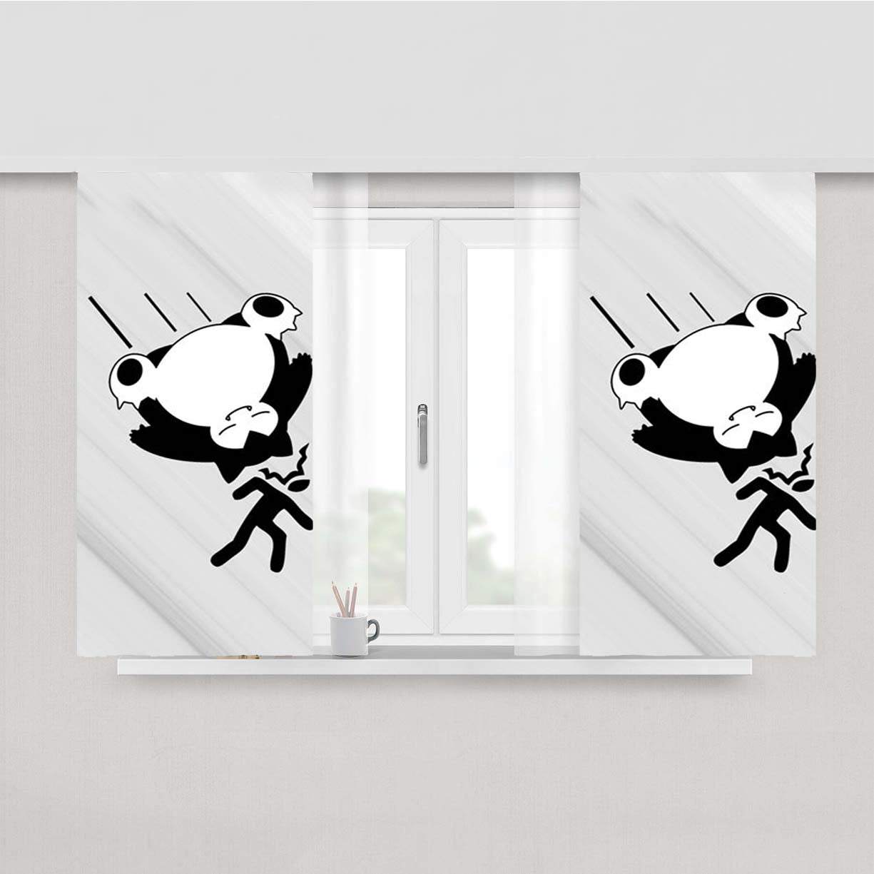 Snorlax Crash Peach Skin Window Curtains