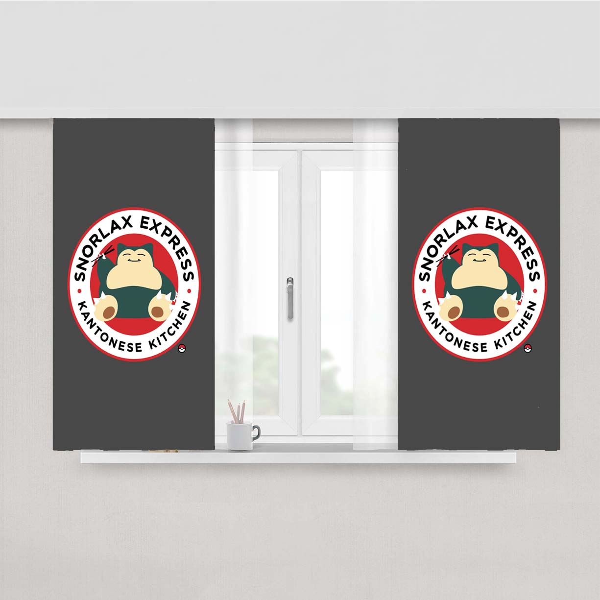 Snorlax Express Kantonese Kitchen Peach Skin Window Curtains