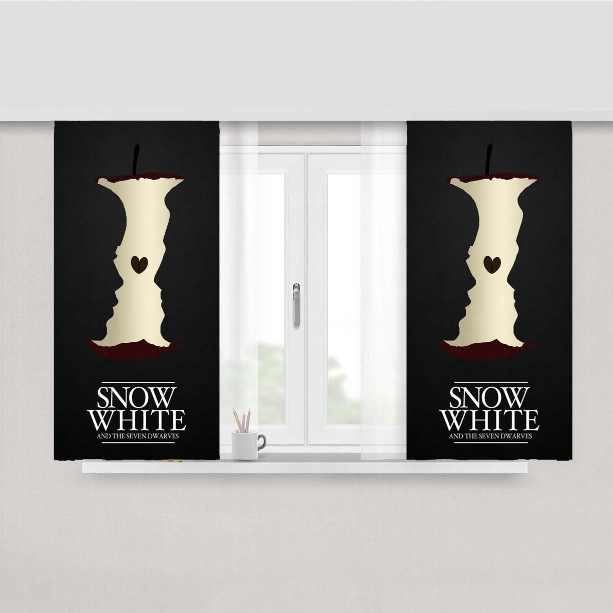 Snow White Cover Poster Design Peach Skin Window Curtains