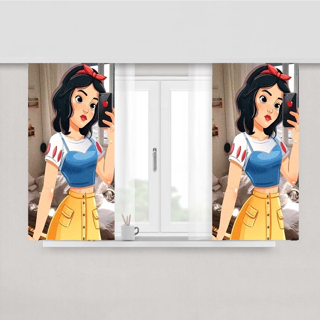 Snow White Paint Swag Peach Skin Window Curtains