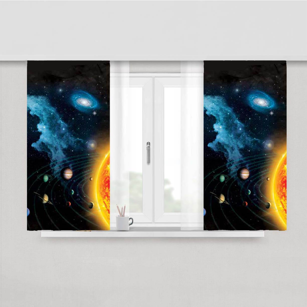 Solar System Chart Peach Skin Window Curtains