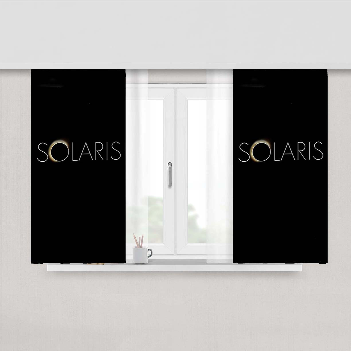 Solaris 1972 Movie Logo Text Typography Peach Skin Window Curtains