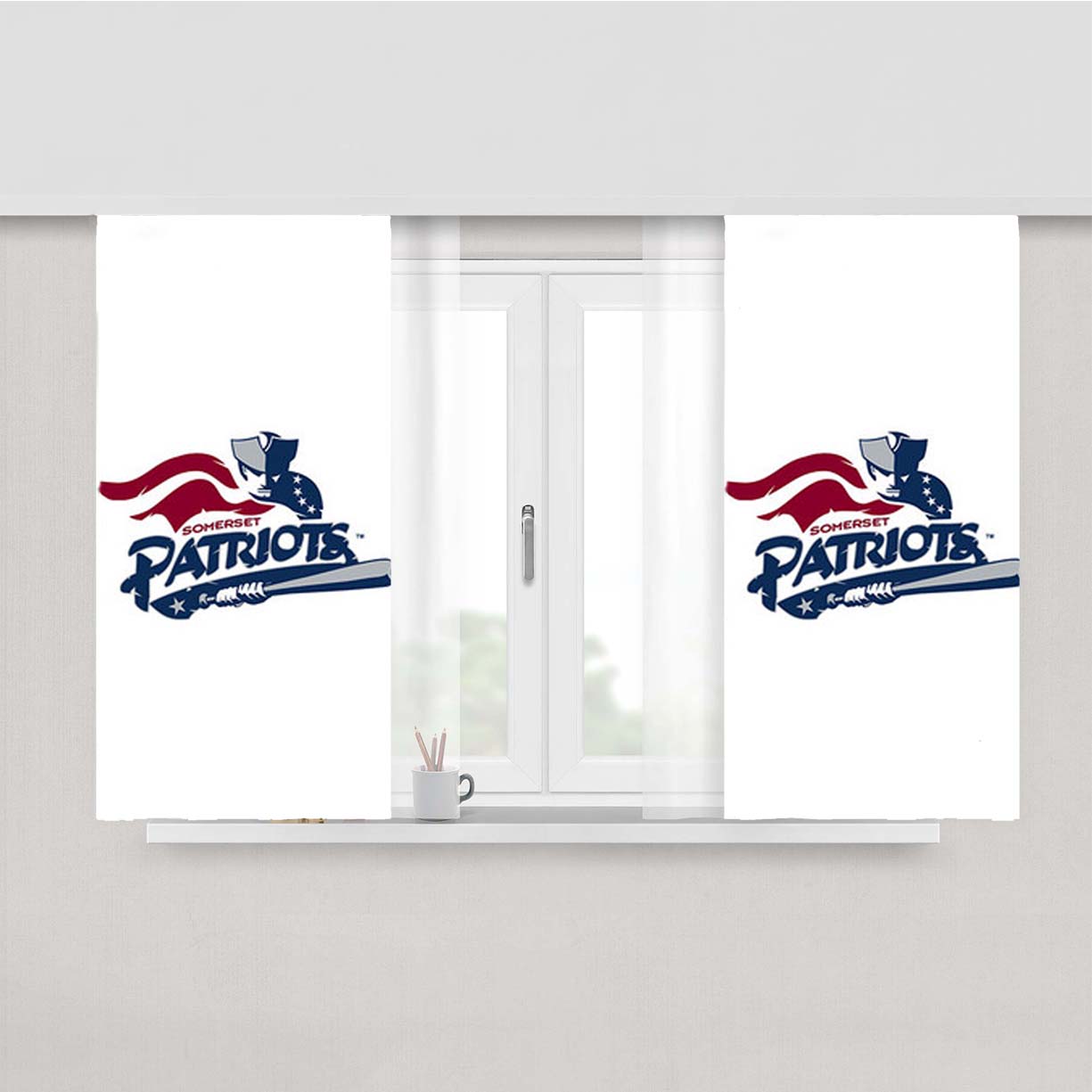 Somerset Patriots Baseball Logo Peach Skin Window Curtains