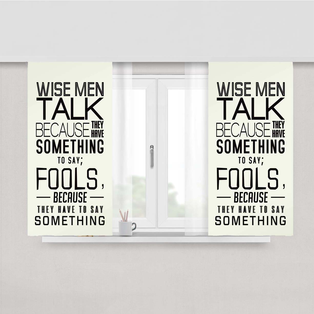 Something Quote White Peach Skin Window Curtains