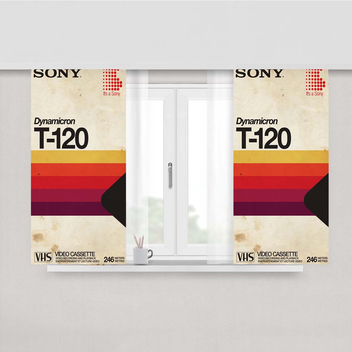 Sony Tape Dynamicron T-120 Peach Skin Window Curtains
