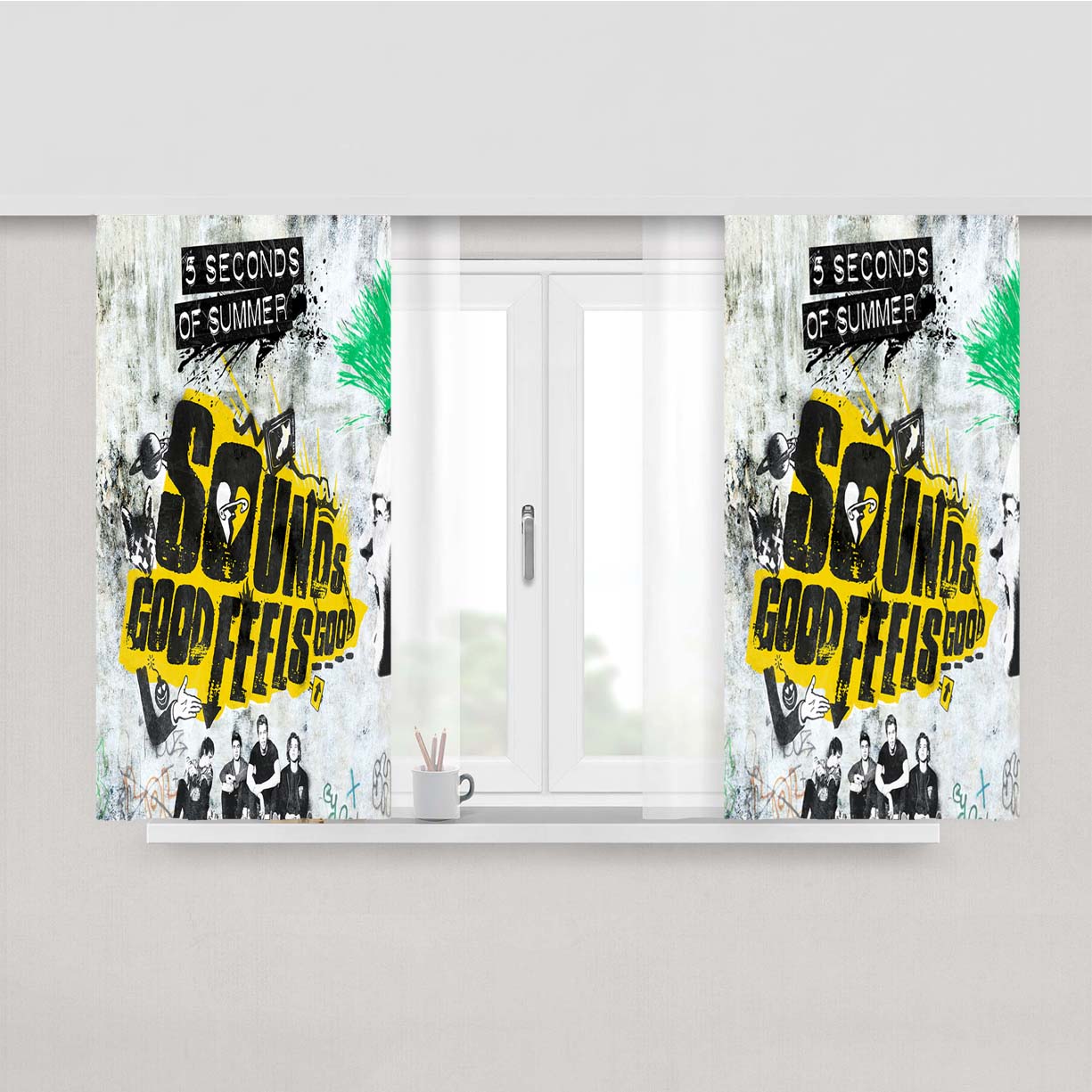 Sounds Good Feels Good Peach Skin Window Curtains