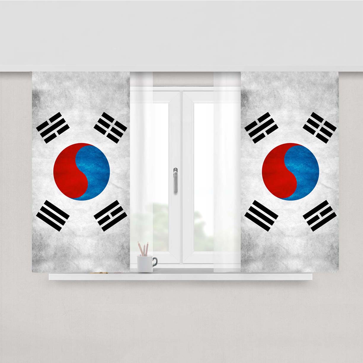 South Korea Flag Peach Skin Window Curtains
